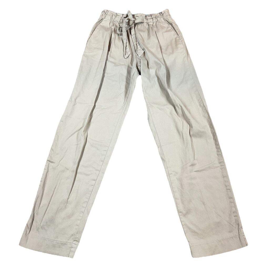 Brandy Melville Beige Paperbag Waist Tie Pants One Size Made in Italy Cotton